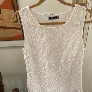 White A-line embroidered dress